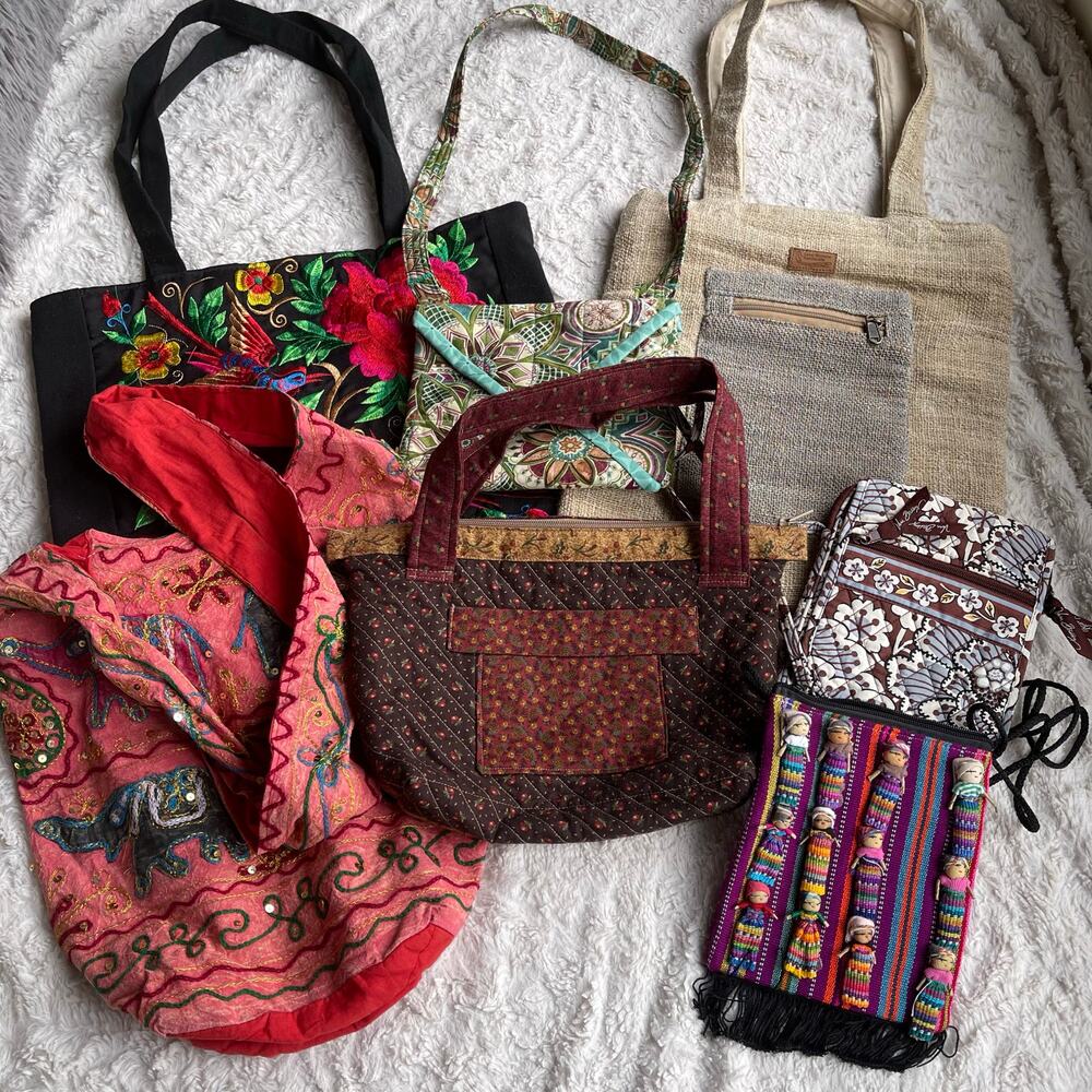 BUNDLE of 7‎ boho bags shoulder crossbody tote quilted bag embroidered handmade
